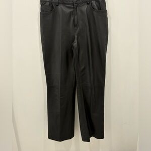 Burns gorgeous straight leg black leather pant 
5 pocket size 10 zipper button